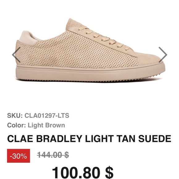 Clae Bradley perforated suede sneakers Oyster Tan 7 - Picture 2 of 12